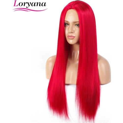 Loryana Red Wigs For Women Synthetic Long Straight Wigs Cospaly Resistant Fiber Natural Wigs