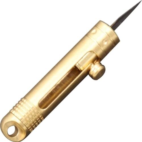 Outdoor EDC Mini Knife Portable Paper Cutting Blade Knives Brass Pocket Folding Key Ring