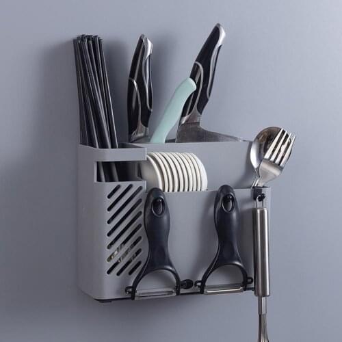 Wall Mounted Chopsticks Spoon Holder Storage Basket Household Kitchen Tableware