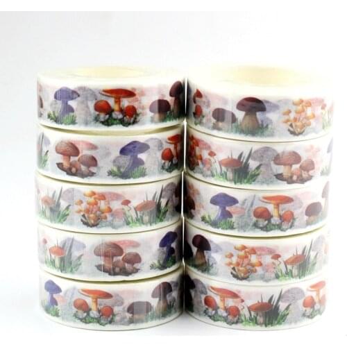 NEW 10pcs/Lot Decorative Cute Mushrooms Washi Tapes Scrapbooking Planner Adhesive Fall Masking Tape Kawaii Japanese Stationery
