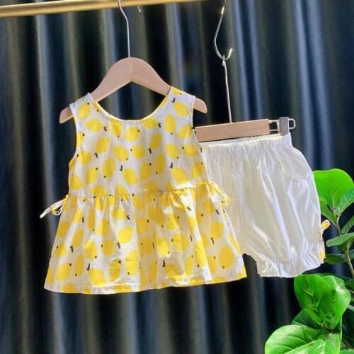 New 2020 Summer Toddler Girls' Fruit Printing Clothes Baby Girls Sleeveless T-shirt Vest Tops+Short Pant Kid Girl Outfits