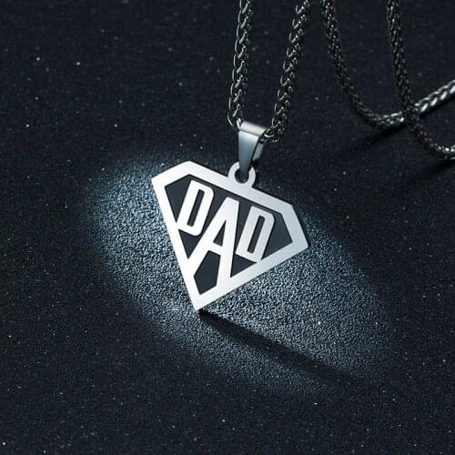 DAD Necklace for Men Stainless Steel Pendant Fathers Day Gift