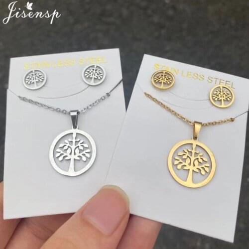 Bohemia Fashion Tree of Life Jewelry Set for Women Stainless Steel Snowflake Leaf Coconut Tree Necklace Tropical Plant Pendiente