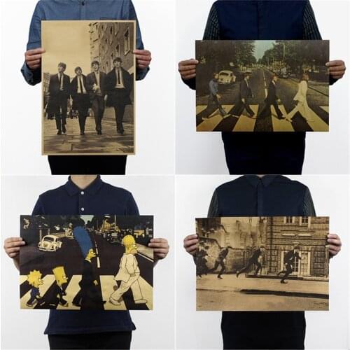 Cross the street Road /abbey road/ music Rock band/Classic rock/kraft paper/ Retro Poster/decorative painting 42*30cm