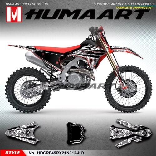 HUMAART Personalised Stickers Motocross Decals Graphics for CRF450R CRF450RX CRF 450R 450RX 2021 2022, Black White