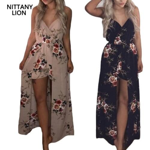 Dresses Fashion Boho Long Dress for Women V Neck Sleeveless Beach Dress Elegant Womens Dress 2021