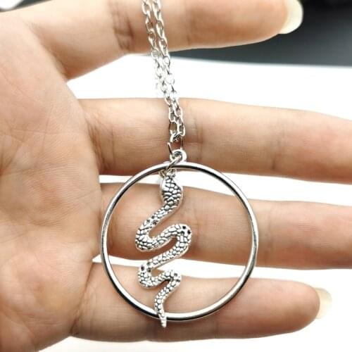 Silver Plated-Snake,Hoop Necklace,Serpent,Goth,Gift,Gothic ,Hoops,Silver,Witchy, Goddess,Dark,Statement Esoteric Goth