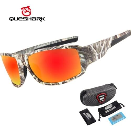 Queshark Camouflage Polarized Fishing Glasses Men Women Cycling Hiking Driving Sunglasses Outdoor Sport Goggles Fishing Eyewear