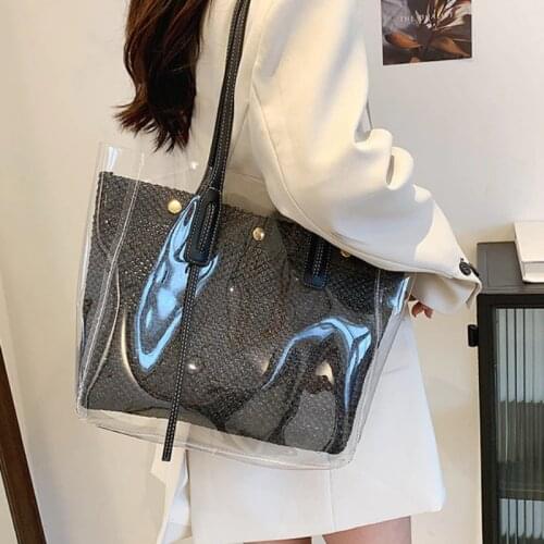 2021 Design Luxury Handbags Womens Transparent Bucket Bags Clear PVC Jelly Small Shoulder Bag Female Chain Crossbody Messenger