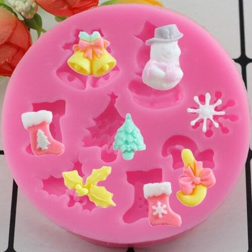 Christmas Series Silicone Mold Tree Bell Socks Snowflake Chocolate Molds Cake Decorating Tools Candy Resin Mould