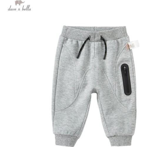 DBA18707 dave bella autumn baby boys fashion solid pockets pants children full length kids boy pants infant toddler trousers