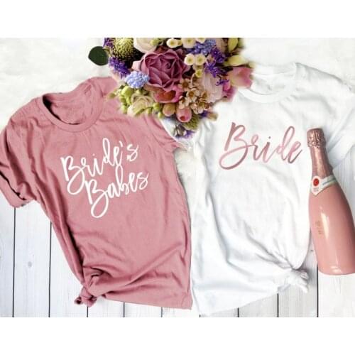 Wedding Party Bachelorette Party Brides Babes Shirt Fashion Bachelorette Cotton O Neck Lady Plus Size Short Sleeve Top Tees