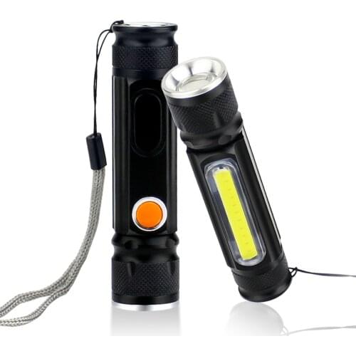 LED Rechargeable Flashlight XML-T6+COB Mini Usb Torch 18650 Flashlight With Magnet Work Light Magnetic Linterna Camping Lantern