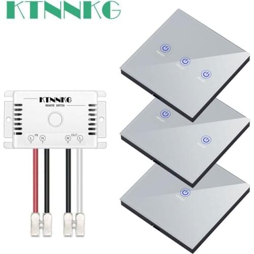 433MHz smart Wireless touch Switch Light RF Remote Glass Screen 1 2 3 gang Wall Panel button 110V 220 Receiver bedroom led Lamp