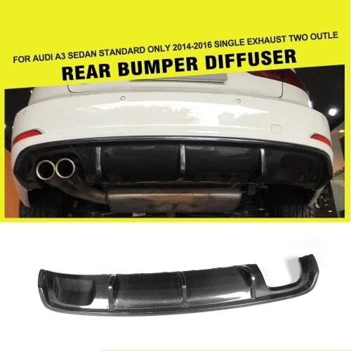 Carbon Fiber Rear Bumper Lip Diffuser Apron Guard Splitters for Audi A3 Standard Sedan 4 Door 8V 2014 - 2016