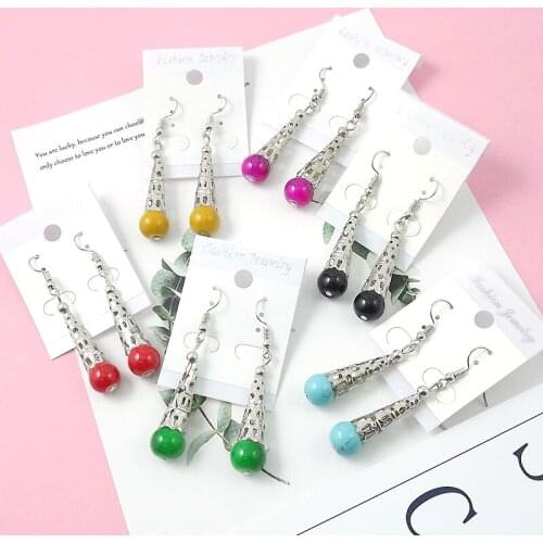 Tibetan silver color alloy Enchase bead Earrings F3005