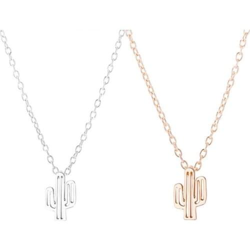 Women New Cactus Simple Temperament Cute Mini Wild Necklace stainless steel Women Personality Necklace Hot Sale