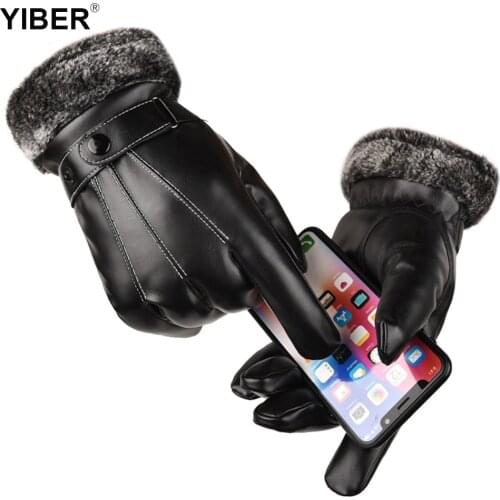 Leather Winter Warm Gloves Touchscreen Driving Motorcycle Snowboard Outdoor Sport Cycling Gloves Guantes Guantes De Invierno