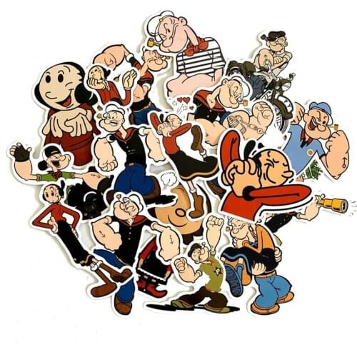 10 Sets=180PCS Cartoon Cute Popeye Graffiti Stickers Trolley Case Skateboard Electric Car Waterproof Stickers