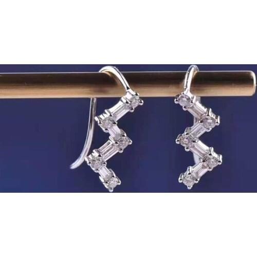 100% Real Diamond 18K-Gold Drop Earrings For Women Letter Office Career Fine Jewelry Party Gift