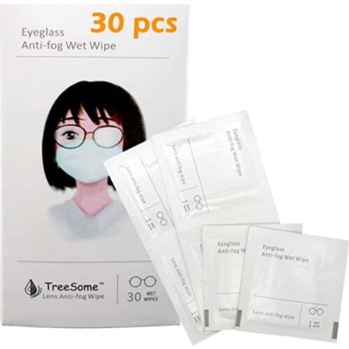30Pcs Anti-Fog Wipes Glasses Pre-moistened Antifog Lens Wipe Eyeglass Defogger F3MF