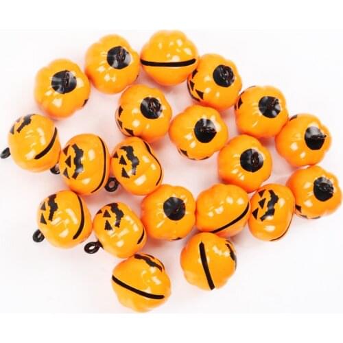 5pcs Jingle Bells Pumpkin Halloween Festival Ornament Metal Bell For Home Party Tree Pendant Decoration DIY 19x19mm