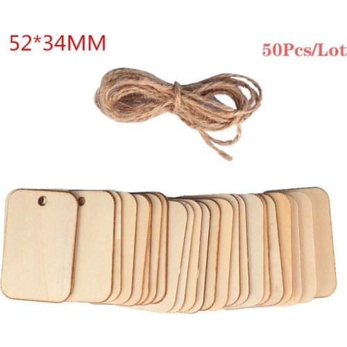 50Pcs/Lot 5.2*3.4cm Natural Wooden Handmade Crafts Hanging Label DIY Wood Scrapbooking Home Decoration Wholesale