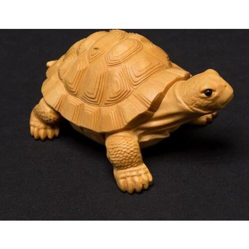 6-9 Cm Turtle Boxwood Statue Money Turtle Lucky Pendant Feng Shui Animal Mascot Sculpture Home Decor
