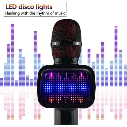 Wireless Bluetooth Karaoke Microphone Speaker Home KTV Music Player Handheld with Disco Lighting Mic Recorder Mikrofon Box Pack