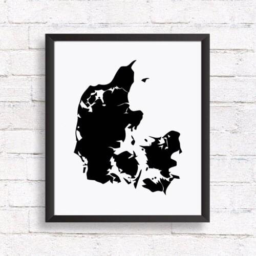 Black And White Country Map Poster Prints , Map Of Iceland Denmark Norway Sweden Finland Canvas Painting Wall Art Decor