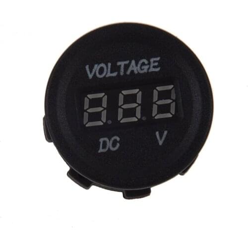 DC 12V-24V Motorcycle LED Digital Display Voltmeter Voltage Meter Round Panel(Red LED Display)