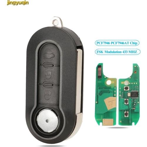 Remote Flip Car Key Fob FSK PCF7946/PCF7946AT Chip 433MHZ For Fiat 500 Grande Punto 2010-2017 Ducato Stilo Bravo 3 Buttons SIP22