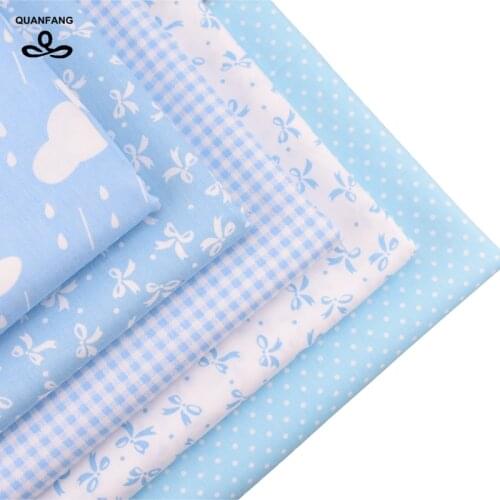 Cotton Fabric For Patchwork Quilts Scrapbooking Products Fat Quaters Tilda Cloth Sewing Fabrics 5pcs Blue Designs 40*50CM
