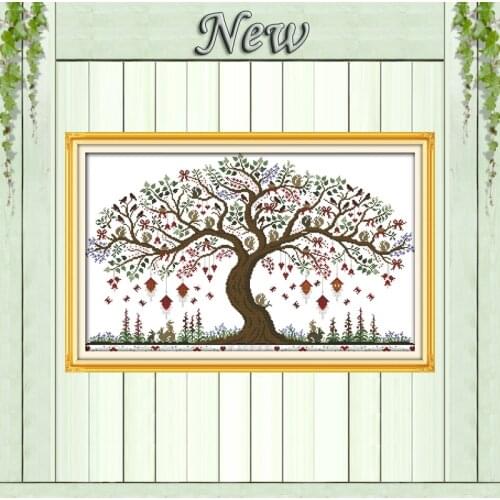 Love tree scenery home wall Decor paintings counted printed on canvas DMC 11CT 14CT Cross Stitch kits needlework Sets embroidery