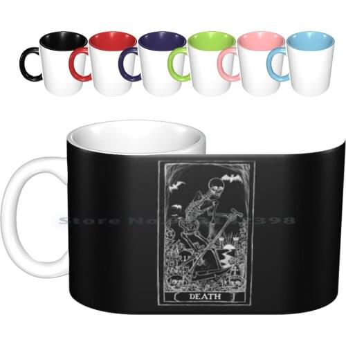 Death Card Ceramic Mugs Coffee Cups Milk Tea Mug Death Death Tarot Occult Mystical Nu Goth Gothic Creative Trending Vintage