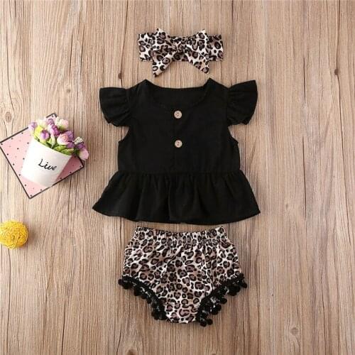 2020 Summer baby Boy girl clothes set newborn leopard Shorts+t shirt+headband 3pcs outfits set infant baby girls clothing suit