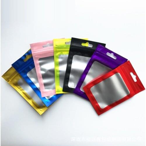 Nice Colored Hanging Frosted Aluminum Foil Zipper Zip Package Bag For Mink Lashes Eyelashes Extension Parts Jewelry Logo Printed