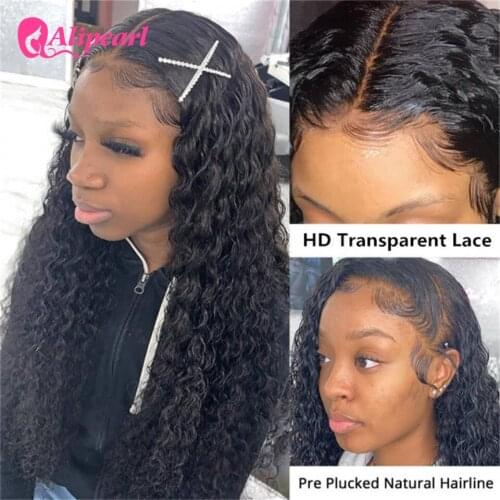 Curly 6x6 HD Transparent Lace Closure Wig Curly Human Hair Wigs For Black Women Brazilian Lace Wig Pre Plucked AliPearl Hair Wig