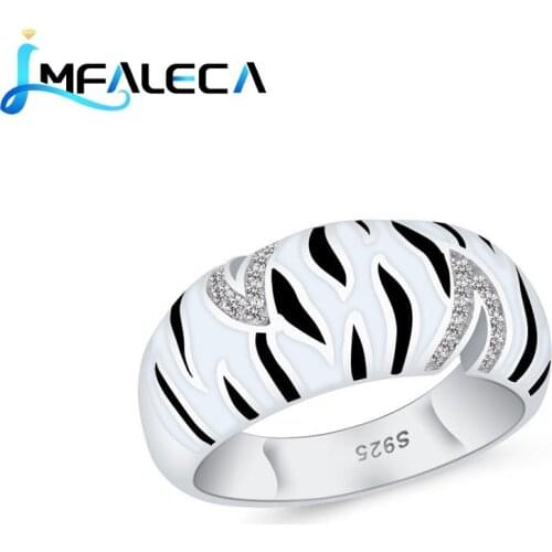 LMFALECA Silver 925 Jewelry Women Ring Shiny White Black Enamel Totem Decoration Fine Luxury Party Anniversary Ring Gift Jewelry