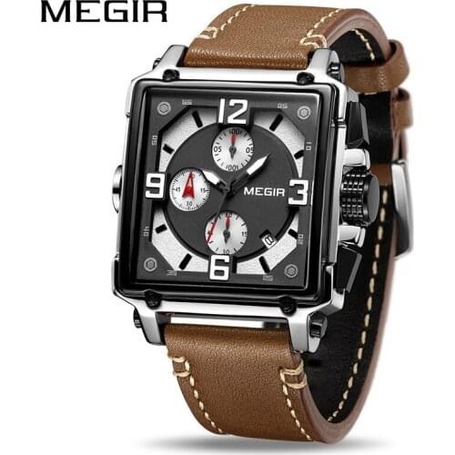 MEGIR Quartz Men Watch Top Brand Luxury Chronograph Sport Watches Men Clock Army Military Watches Wristwatches Relogio Masculino