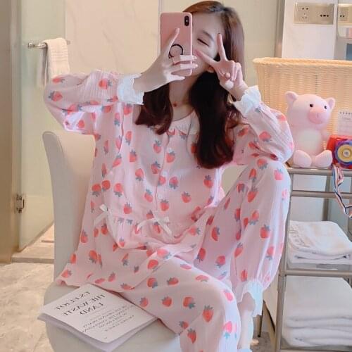 Fashion Floral Thin Gauze Cotton Maternity Pregnant Pajama Breastfeeding Sleepwear Postpartum Breastfeeding Pregnancy Nightwear