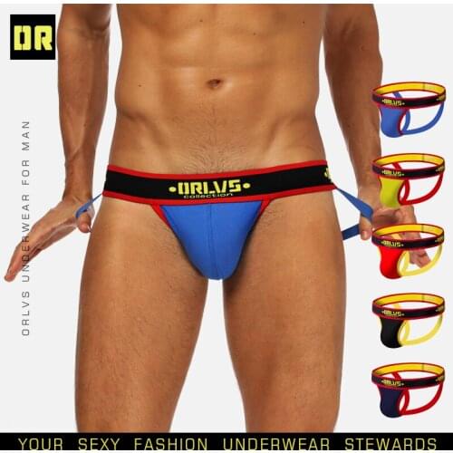 ORLVS Brand Men Jockstrap Sexy Briefs G-String Thong Men Tanga Hombre Gay Underwear Breathable Penis Pouch Male Jockstraps