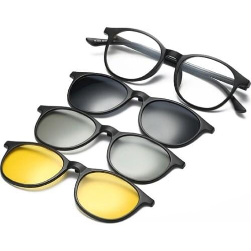 Width-136 New magnetic set mirror men women 3+1 TR90 frame myopia sunglasses fashion polarized 3D night vision sunglasses frames