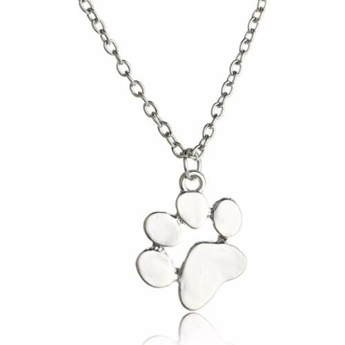 Puppy Dog Pet Paw Prints Footprints Pendant Necklace Women Animals Lovers Gift Chain Necklaces Charm Jewelry Party Xmas Souvenir