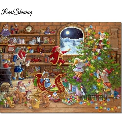 Santa Gifts Full circular drill 5D DIY Diamond Painting square Christmas tree Diamond Embroidery Cross Stitch FS7007