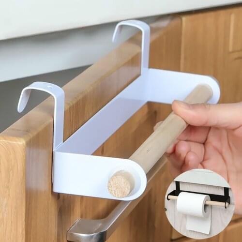 Kitchen Hanging Holder Bathroom Toilet Paper Towel Holder Rack Roll Paper Holder Stick Toilet Paper Stand Towel Storage Shelf