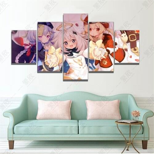 Genshin Impact Series Posters HD Klee Paimon Poster Canves Anime Girl Poster Home Decor Study Bedroom Bar Cafe Wall Paintings