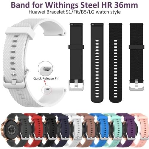 Strap18mm Watchband for Garmin Vivoactive 4s Withings Steel HR 36mm Fossil Sport 41mm Asus Zenwatch 2 1.45" Silicone Band