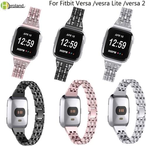 Stainless Steel WatchBands bracelet Replacement Fitbit Versa /vesra Lite Smart Wrist band strap bling diamond for fitbit versa 2
