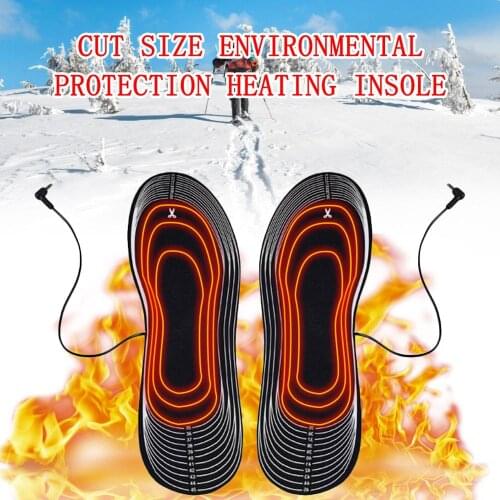 USB Outdoor Sports Heating Insoles Winter Feet Warm Insole Heated Full Comfortable Soft Lint-Cut Size For Adults And Kids